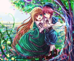 Rating: Safe Score: 0 Tags: 2girls brown_hair dress flower frills green_dress hat heterochromia holding_hands image long_hair long_sleeves looking_at_viewer multiple_girls open_mouth pair red_eyes short_hair siblings sisters smile souseiseki suiseiseki top_hat twins very_long_hair User: admin