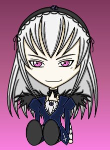 Rating: Safe Score: 0 Tags: 1girl chibi detached_collar dress frills full_body hairband image long_hair long_sleeves looking_at_viewer pink_eyes silver_hair simple_background smile solo suigintou User: admin