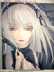 Rating: Safe Score: 0 Tags: 1girl artist_name bangs black_dress black_ribbon closed_mouth copyright_name eyebrows_visible_through_hair hairband image long_hair looking_at_viewer portrait red_eyes ribbon simple_background solo suigintou User: admin