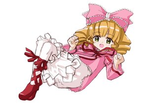 Rating: Safe Score: 0 Tags: 1girl :d artist_request blonde_hair bloomers blush bow brown_hair dress drill_hair frills full_body green_eyes hair_bow hina_ichigo hinaichigo image long_sleeves looking_at_viewer lying on_back open_mouth pantyhose pink_bow pink_dress pink_footwear red_footwear ribbon rozen_maiden shoes simple_background smile solo striped underwear white_background white_bloomers white_legwear User: admin