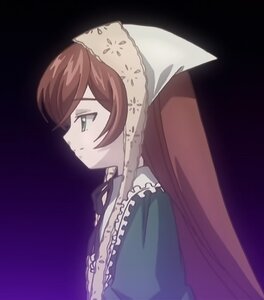 Rating: Safe Score: 0 Tags: 1girl brown_hair closed_mouth dress frills from_side image long_hair long_sleeves looking_away profile simple_background solo suiseiseki upper_body very_long_hair User: admin