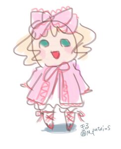 Rating: Safe Score: 0 Tags: 1girl :d artist_name blonde_hair blurry blurry_foreground blush bow depth_of_field dress full_body green_eyes hina_ichigo hinaichigo image open_mouth pink_bow pink_dress short_hair simple_background smile solo standing striped twitter_username white_background User: admin