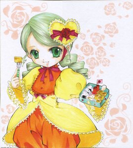 Rating: Safe Score: 0 Tags: 1girl dress drill_hair flower frills green_eyes green_hair image kanaria long_sleeves open_mouth rose smile solo twin_drills yellow_dress User: admin