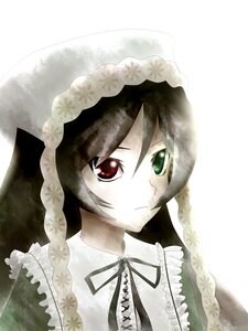 Rating: Safe Score: 0 Tags: 1girl bangs black_neckwear black_ribbon closed_mouth frills green_eyes heterochromia image looking_at_viewer neck_ribbon red_eyes ribbon short_hair solo suiseiseki upper_body User: admin