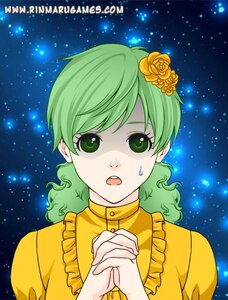 Rating: Safe Score: 0 Tags: 1girl flower green_eyes green_hair hands_clasped image kanaria looking_at_viewer night open_mouth own_hands_together short_hair sky solo space star_(sky) starry_background starry_sky yellow_rose User: admin