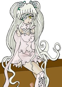 Rating: Safe Score: 0 Tags: 1girl blush boots dress flower green_eyes hair_ornament image kirakishou long_hair rose sitting solo very_long_hair User: admin