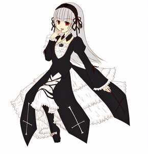 Rating: Safe Score: 0 Tags: 1girl bangs detached_collar dress frills full_body hairband image juliet_sleeves long_hair long_sleeves looking_at_viewer puffy_sleeves red_eyes rose simple_background solo standing suigintou tongue white_background User: admin
