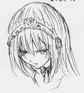 Rating: Safe Score: 0 Tags: 1girl bangs closed_mouth eyebrows_visible_through_hair greyscale hair_between_eyes image looking_at_viewer monochrome portrait simple_background sketch solo suigintou User: admin