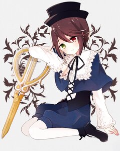 Rating: Safe Score: 0 Tags: 1girl boyano brown_hair capelet commentary_request green_eyes hat heterochromia image long_sleeves pantyhose red_eyes ribbon rozen_maiden scissors shoes short_hair shorts sitting smile solo souseiseki striped striped_background striped_legwear top_hat vertical_stripes white_legwear User: admin