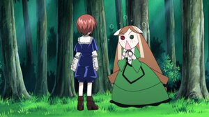 Rating: Safe Score: 0 Tags: boots dress forest grass green_eyes image long_hair nature outdoors pair pink_hair short_hair souseiseki standing suiseiseki tree User: admin
