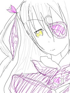Rating: Safe Score: 0 Tags: 1girl barasuishou bug butterfly candy closed_mouth eyebrows_visible_through_hair hair_between_eyes image insect lollipop looking_at_viewer monochrome sketch smile solo spot_color white_background yellow_eyes User: admin