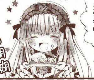 Rating: Safe Score: 0 Tags: 1girl :d blush closed_eyes facing_viewer food image long_hair monochrome open_mouth smile solo suigintou tears User: admin