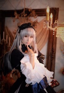 Rating: Safe Score: 0 Tags: 1girl blurry depth_of_field dress frills hairband indoors long_hair long_sleeves looking_at_viewer photo silver_hair solo suigintou User: admin