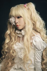 Rating: Safe Score: 0 Tags: 1girl blonde_hair blue_eyes dress eyelashes flower frills hair_flower hair_ornament kirakishou lips lolita_fashion long_hair realistic rose solo wavy_hair User: admin