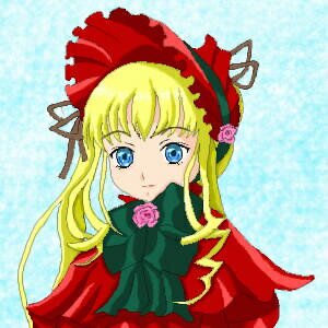 Rating: Safe Score: 0 Tags: 1girl bangs blonde_hair blue_background blue_eyes bonnet bow dress flower image long_hair long_sleeves looking_at_viewer pink_rose rose shinku solo upper_body User: admin