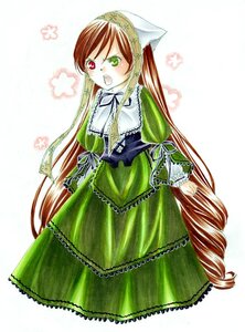 Rating: Safe Score: 0 Tags: 1girl brown_hair dress drill_hair frills green_dress green_eyes head_scarf heterochromia image long_hair long_sleeves looking_at_viewer open_mouth red_eyes simple_background solo standing suiseiseki twintails very_long_hair white_background User: admin