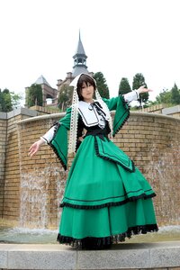 Rating: Safe Score: 0 Tags: 1girl brown_hair dress green_dress long_sleeves outdoors solo standing suiseiseki User: admin