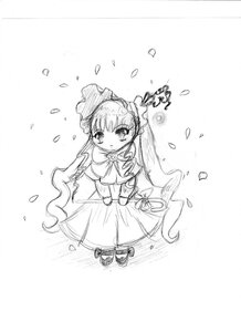 Rating: Safe Score: 0 Tags: 1girl bow dress flower full_body greyscale image long_hair long_sleeves monochrome petals shinku solo standing twintails very_long_hair User: admin