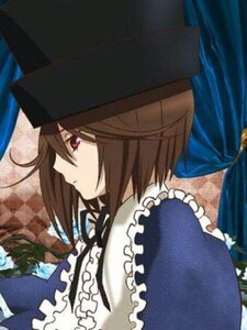 Rating: Safe Score: 0 Tags: 1girl blue_headwear bow brown_hair closed_mouth dress frills from_side hat image long_sleeves profile ribbon short_hair solo souseiseki upper_body User: admin