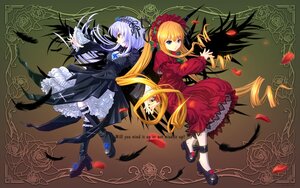 Rating: Safe Score: 0 Tags: 2girls blonde_hair blue_eyes boots bow dress flower frills hairband image long_hair long_sleeves looking_at_viewer multiple_girls pair petals red_eyes rose shinku suigintou wings User: admin