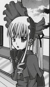Rating: Safe Score: 0 Tags: 1girl :o building dress greyscale image long_sleeves looking_at_viewer monochrome outdoors shinku solo upper_body User: admin
