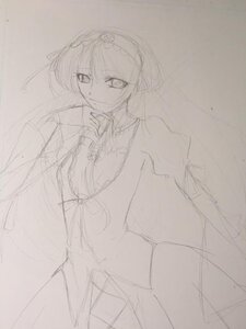 Rating: Safe Score: 0 Tags: 1girl dress image long_hair long_sleeves looking_at_viewer monochrome sketch smile solo suigintou very_long_hair User: admin