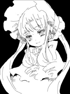 Rating: Safe Score: 0 Tags: 1girl bangs black_background blush closed_mouth dress eyebrows_visible_through_hair greyscale image long_hair looking_at_viewer monochrome shinku sidelocks simple_background solo transparent_background upper_body veil User: admin