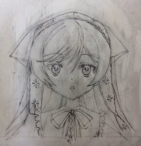 Rating: Safe Score: 0 Tags: 1girl auto_tagged eyebrows_visible_through_hair graphite_(medium) greyscale image long_hair looking_at_viewer monochrome pointy_ears ribbon solo suiseiseki traditional_media upper_body veil User: admin