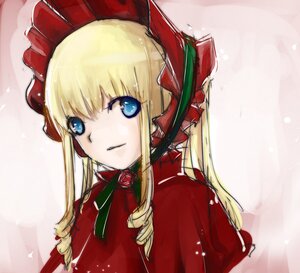 Rating: Safe Score: 0 Tags: 1girl bangs blonde_hair blue_eyes bonnet bow bowtie capelet dress drill_hair green_bow image long_hair long_sleeves looking_at_viewer red_capelet ribbon shinku sidelocks solo twin_drills twintails upper_body User: admin