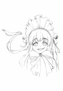 Rating: Safe Score: 0 Tags: 1girl eyebrows_visible_through_hair fangs greyscale grin hat image long_hair looking_at_viewer monochrome shinku smile solo striped User: admin