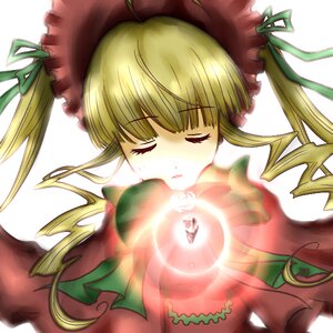 Rating: Safe Score: 0 Tags: 1girl blonde_hair bonnet closed_eyes green_hair hat image long_hair ribbon shinku simple_background solo upper_body white_background User: admin