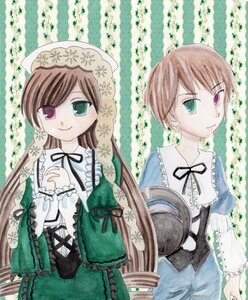 Rating: Safe Score: 0 Tags: 2girls black_ribbon blue_dress brown_hair dress frills green_dress green_eyes hat head_scarf heterochromia holding_hands image long_hair long_sleeves looking_at_viewer multiple_girls pair red_eyes ribbon short_hair siblings sisters smile souseiseki suiseiseki twins User: admin