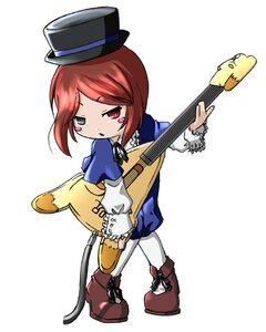 Rating: Safe Score: 0 Tags: 1girl boots brown_hair chibi dress electric_guitar guitar hat heterochromia image instrument pantyhose playing_instrument plectrum red_eyes red_hair short_hair solo souseiseki striped top_hat violin User: admin