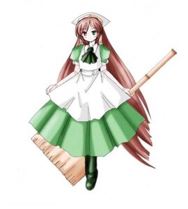 Rating: Safe Score: 0 Tags: 1girl apron brown_hair dress full_body green_dress green_eyes heterochromia image long_hair long_sleeves looking_at_viewer puffy_sleeves red_eyes simple_background solo standing suiseiseki very_long_hair white_background User: admin