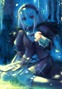 Rating: Safe Score: 0 Tags: 1girl black_ribbon closed_mouth dress flower frills gothic_lolita hairband holding image lolita_hairband long_hair long_sleeves looking_at_viewer puffy_sleeves red_eyes ribbon rose sitting smile solo suigintou wings User: admin