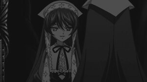 Rating: Safe Score: 0 Tags: 1girl bangs braid closed_mouth dress earrings greyscale image jewelry long_hair looking_at_viewer monochrome neck_ribbon ribbon smile solo suiseiseki twin_braids upper_body veil User: admin
