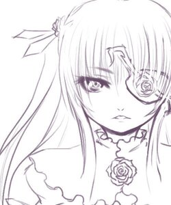 Rating: Safe Score: 0 Tags: 1girl bangs barasuishou bare_shoulders dress flower image lineart long_hair looking_at_viewer monochrome rose simple_background solo suigintou User: admin