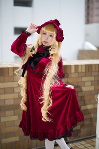 Rating: Safe Score: 0 Tags: 1girl blonde_hair blue_eyes blurry blurry_background bonnet depth_of_field dress flower lips long_hair long_sleeves looking_at_viewer pantyhose red_dress rose shinku shoes solo standing very_long_hair white_legwear User: admin