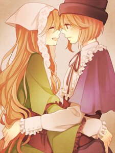 Rating: Safe Score: 0 Tags: 2girls blonde_hair blush brown_hair closed_eyes dress hat image long_hair multiple_girls pair red_eyes short_hair smile souseiseki suiseiseki very_long_hair yuri User: admin