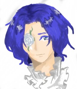 Rating: Safe Score: 0 Tags: auto_tagged bangs blue_flower blue_hair blue_rose closed_mouth face flower image kirakishou looking_at_viewer portrait rose short_hair smile solo striped vertical_stripes white_background white_flower User: admin