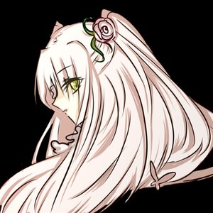 Rating: Safe Score: 0 Tags: 1girl bangs eyebrows_visible_through_hair flower green_eyes hair_flower hair_ornament image kirakishou long_hair looking_at_viewer ribbon rose solo transparent_background white_flower white_rose User: admin