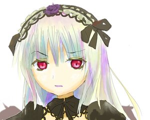 Rating: Safe Score: 0 Tags: 1girl bangs black_ribbon closed_mouth eyebrows_visible_through_hair flower hairband image long_hair looking_at_viewer rose simple_background solo striped suigintou white_background User: admin