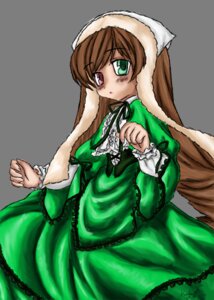 Rating: Safe Score: 0 Tags: 1girl brown_hair dress frills green_dress green_eyes heterochromia image long_hair long_sleeves looking_at_viewer red_eyes solo suiseiseki very_long_hair User: admin