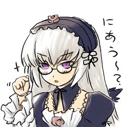 Rating: Safe Score: 0 Tags: 1girl :o bangs blush detached_collar dress frills glasses hairband image lolita_hairband long_hair long_sleeves looking_at_viewer pink_eyes silver_hair simple_background solo suigintou upper_body white_background User: admin