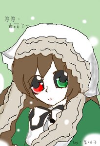 Rating: Safe Score: 0 Tags: 1girl bangs brown_hair dated dress green_background green_eyes hat heterochromia image long_hair long_sleeves looking_at_viewer red_eyes simple_background solo suiseiseki User: admin