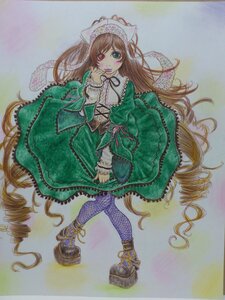 Rating: Safe Score: 0 Tags: 1girl breasts brown_hair dress drill_hair fishnet_legwear fishnets frills green_dress green_eyes heterochromia image long_hair long_sleeves pantyhose red_eyes shoes solo suiseiseki traditional_media twin_drills very_long_hair watercolor_(medium) User: admin