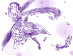 Rating: Safe Score: 0 Tags: 1girl auto_tagged bug butterfly dress feathers hairband image insect long_hair long_sleeves looking_at_viewer monochrome purple_theme solo striped suigintou vertical_stripes wings User: admin