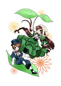 Rating: Safe Score: 0 Tags: 1girl :d brown_hair dress frills full_body green_dress green_eyes hat heterochromia image long_hair long_sleeves looking_at_viewer multiple_girls open_mouth pair shoes siblings smile souseiseki suiseiseki twins very_long_hair white_background User: admin