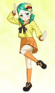 Rating: Safe Score: 0 Tags: 1girl adapted_costume blush commentary_request doll_joints drill_hair fighting_stance full_body gloves gradient gradient_background green_eyes green_hair hair_ornament ichikawa_masahiro image joints kanaria kneehighs long_sleeves looking_at_viewer orange_legwear orange_skirt pleated_skirt rozen_maiden school_uniform shoes skirt socks solo standing standing_on_one_leg striped_legwear twin_drills yellow_background User: admin