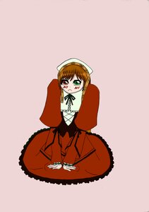 Rating: Safe Score: 0 Tags: 1girl blood brown_hair dress full_body green_eyes heterochromia image long_sleeves looking_at_viewer red_eyes simple_background sitting solo suiseiseki User: admin